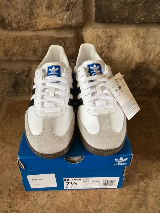 Adidas Samba OG Women 7.5 White Black Clear Granite IG9030 New In Box - Picture 4 of 7